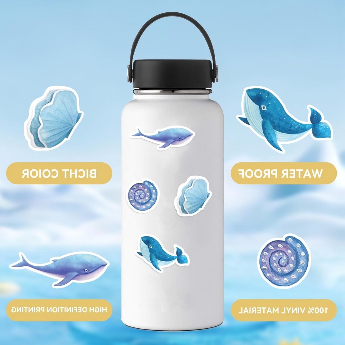 50 Vis Stickers voor Zee Dieren, Cartoon Mariene Dieren, Zelfklevend voor Skateboard, Laptop en Telefoon, Verzamelalbum en Buitenactiviteiten, Kleurrijk en Uniek