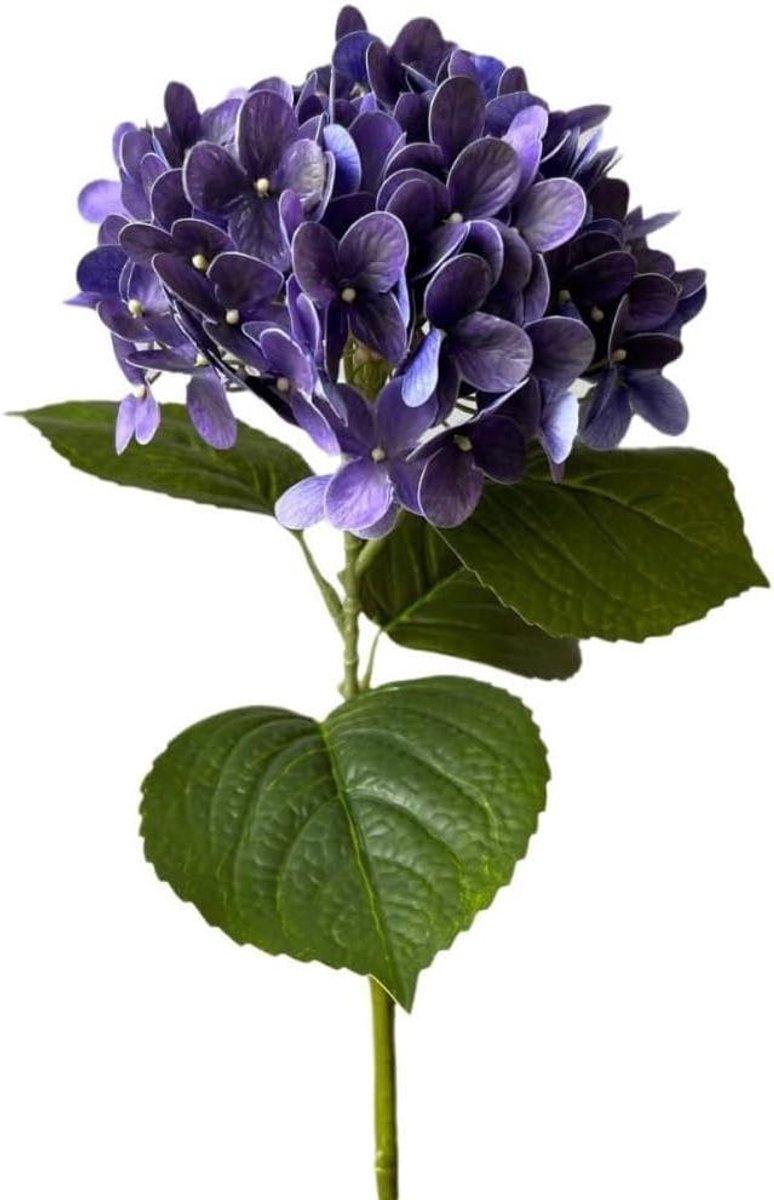 Kunstbloem Hortensia - Enkele Tak - Interieur Decoratie - Hydraterend Effect - 1 Stuk - Donker Paars