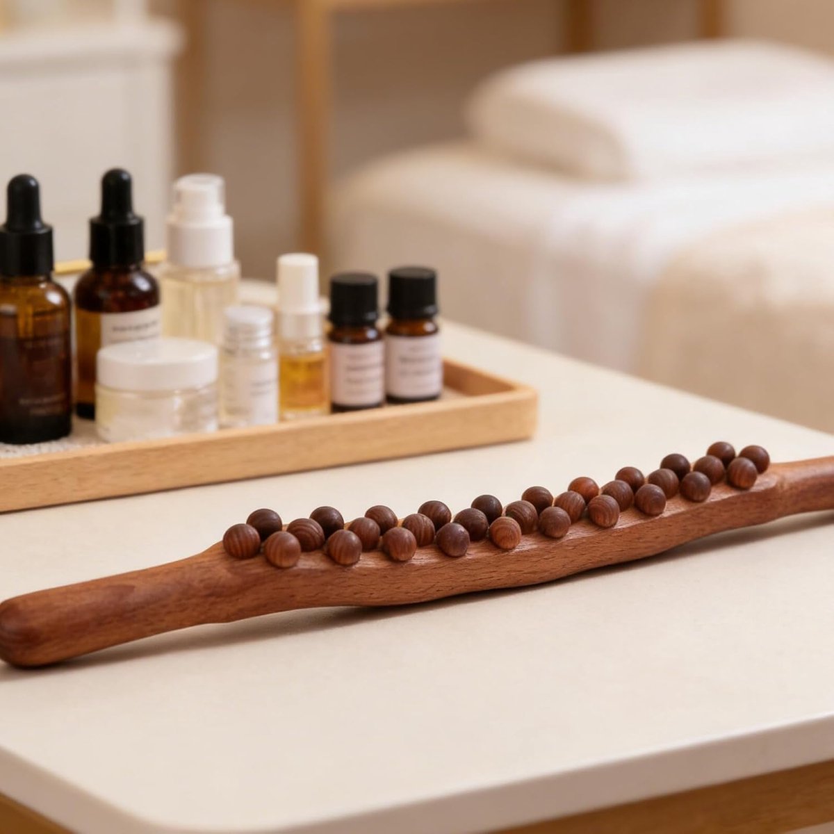 Houten Massage Roller Stick met Ergonomisch Ontwerp Massagerol voor Rug Buik Handgepolijst Geschikt voor Yoga Sporters Ontspanning Multifunctionele Houten Spierroller voor