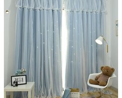 Verduisterende gordijnen - Isolerende draperieën - Slaapkamer privacy - Dubbellaags ontwerp - 132 x 160 cm - Effen lichtblauw