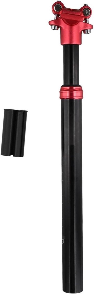 Fiets Zadelpen - Schokdemper Stang - Comfortabel Fietsen - Verstelbare Ophanging - 27.2-31.6mm - Zwart Rood