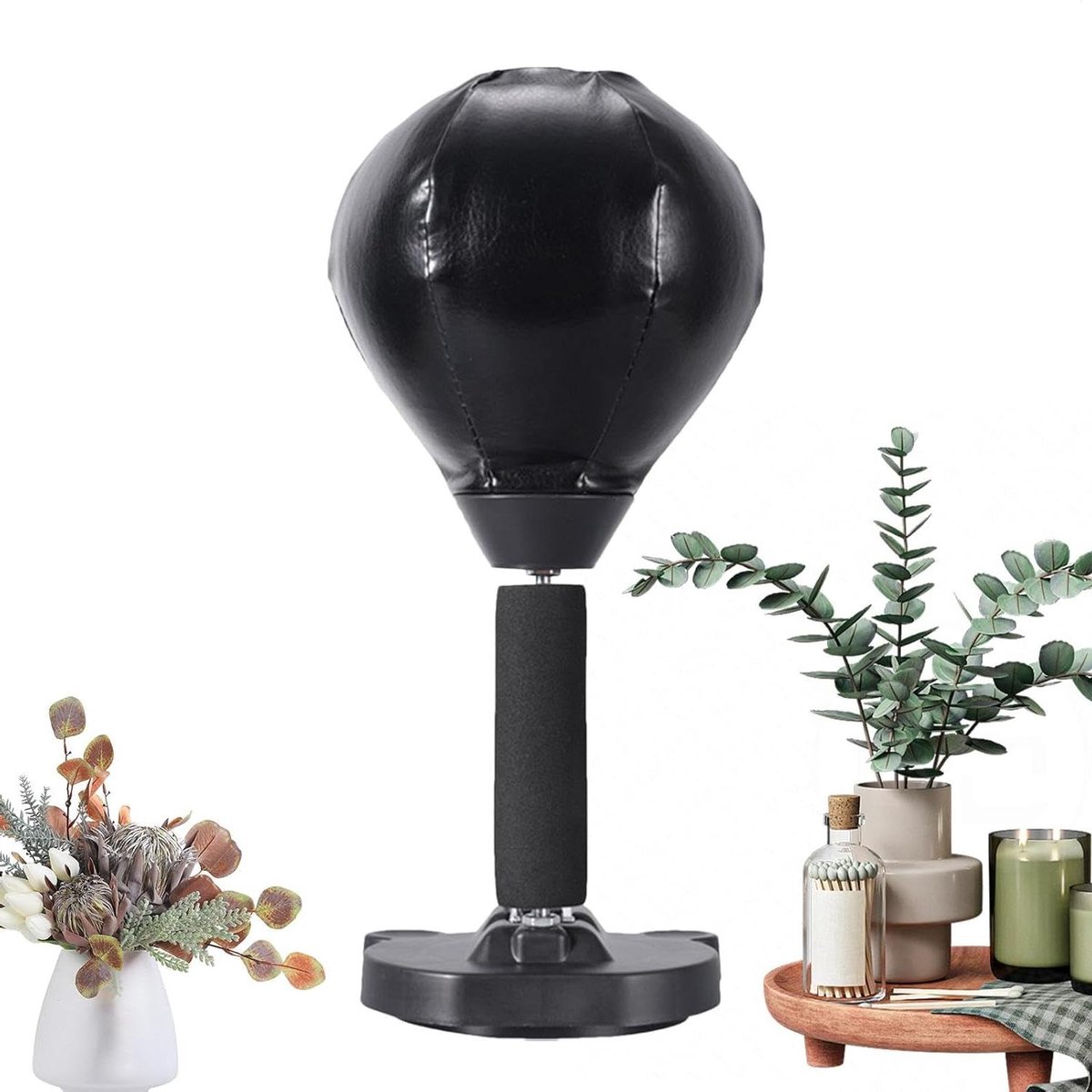 Tafel Bokszak - Stress Bal - Emoties Loslaten - Robuuste Zuignap - 37 cm Hoog - Zwart