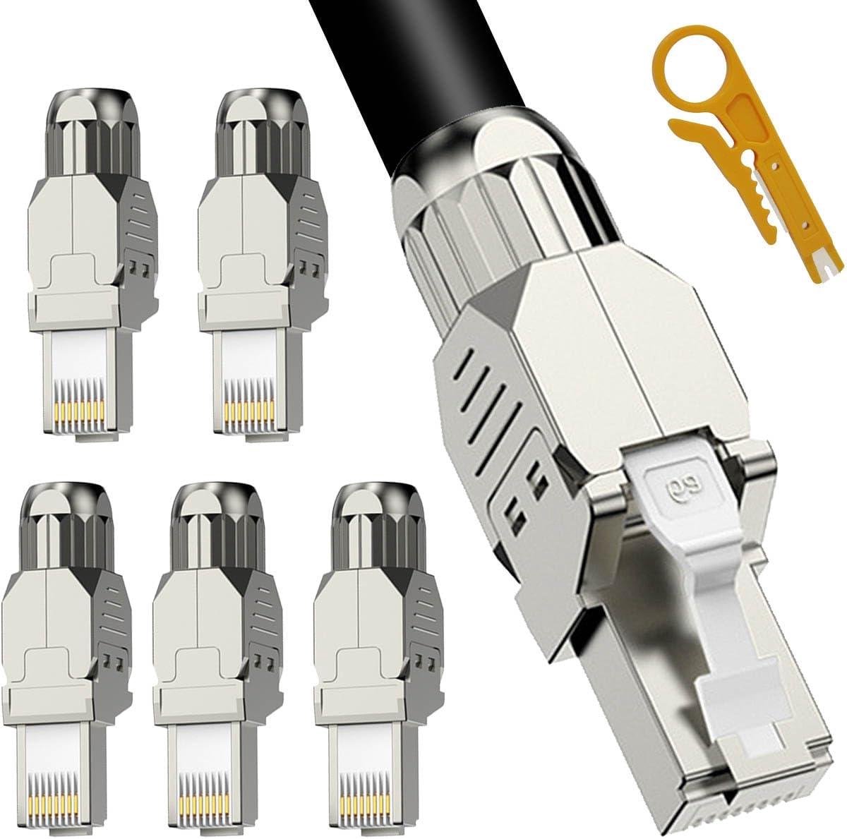 RJ45 Connector - Netwerkstekker Ethernet Connector - Netwerk Installatie - Gereedschapsloos Ontwerp - Cat6A - Zilver