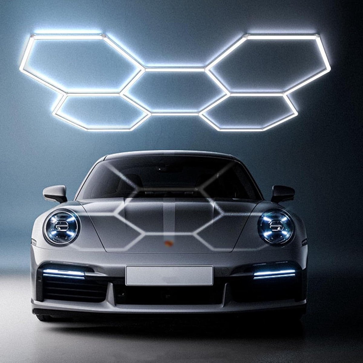 Hexagonale Werkplaatsverlichting - Garage Lamp LED - Werkplaats Verlichten - Stof- en Waterdicht - 5 HEX - Wit