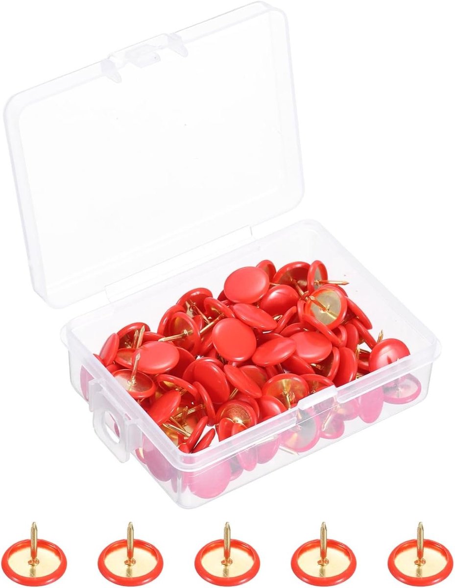 PATIKIL 200 Pcs Plastic Decorative Pins for Cork Board Photo DIY for Home Office Red