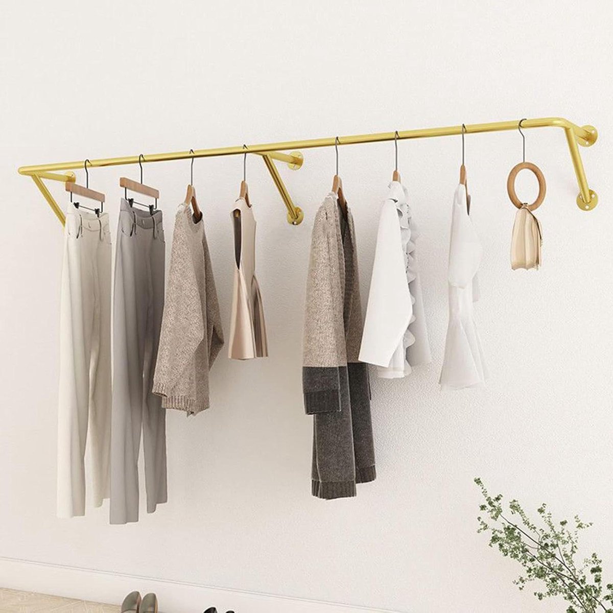 Kleding Display Rek - Wandmontage Kledingstang - Winkel Inrichting - Industriële Pijp Stijl - Ruimtebesparend Ontwerp - Zwart