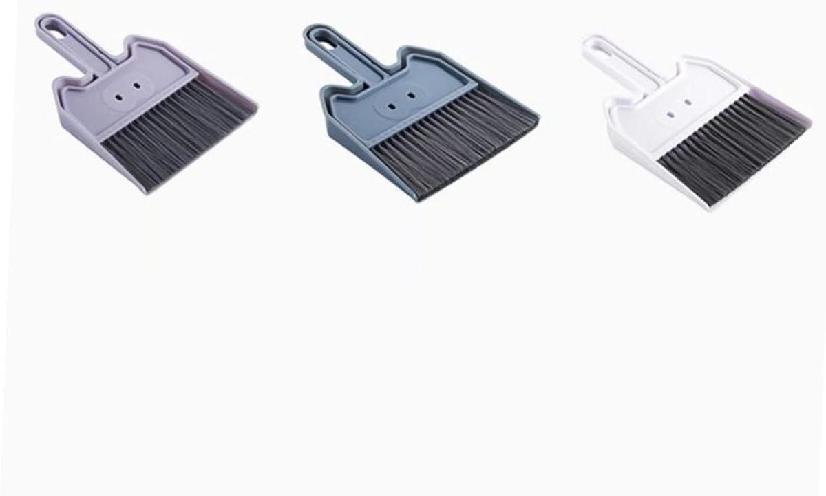 Mini Bezem Stoffer - Schoonmaakset Desktop - Bureaublad Reinigen - Compact Formaat - 2 Sets - Lichtgrijs
