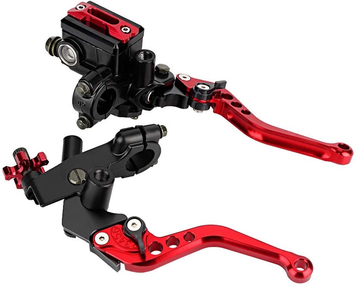 Dailygoody - OmGoods - Dailygoody - Hoofdremcilinder - Remhendels - Duurzaam en verstelbaar - Rood - Koppeling - Voor motorfietsen - Aluminium