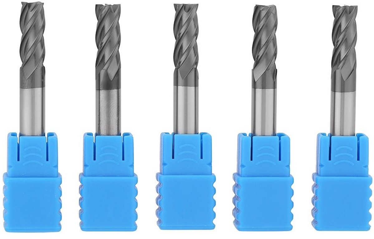 Dailygoody - 5 Delige Schaftfräser - Hartmetall - Hoge slijtvastheid - 6mm - Perfect voor gaten en nuten - Geschikt voor precisiewerk