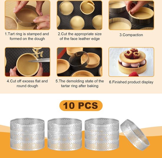 10 stuks 4,5 cm ronde roestvrij geperforeerde naadloze taart ring quiche ring taart taart taart ring met gat | NL 10 stuks 4,5 cm ronde roestvrij geperforeerde naadloze taart ring quiche ring taart taart taart ring met gat | NL
