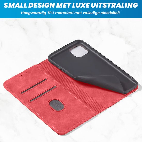 iPhone 14 Bookcase Case - Magnétique - Cuir - Wallet - Book Case - Wallet - Flip Cover - Apple iPhone 14 - Rouge