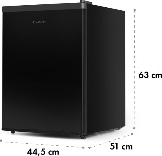 Klarstein koelkast, minikoelkast voor drankjes, kleine koelkast met vriesvak, stille kleine koelkast, huidverzorgingskoelkast, campingkoelkast, minikoelkast voor kamer, kantoor 0-10°C, 65L - 4L - voor Studentenkamer - Vrijstaand van Klarstein — afbeelding 3