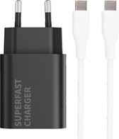 USB C Adapter - Snellader Geschikt voor Samsung Telefoon en Tablet - USB C naar USB C - TPE Materiaal - 3 Meter - Oplaadkabel Wit - GaN Oplader - 30W Vermogen - Incl. USB C Kabel - Stekkerblok - Zwart