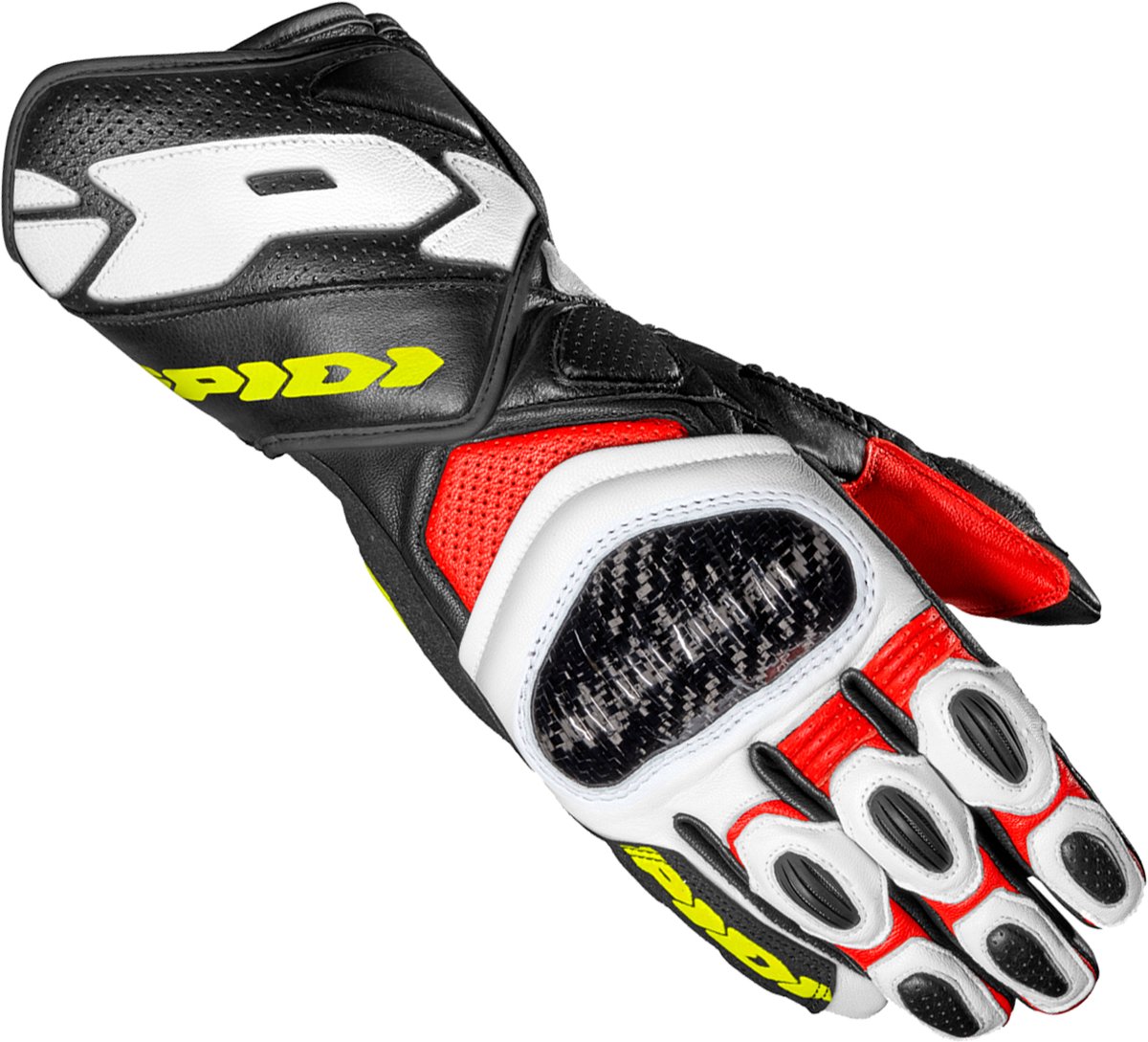 Spidi Carbo 7 Rood Geel Fluorescent - Handschoen