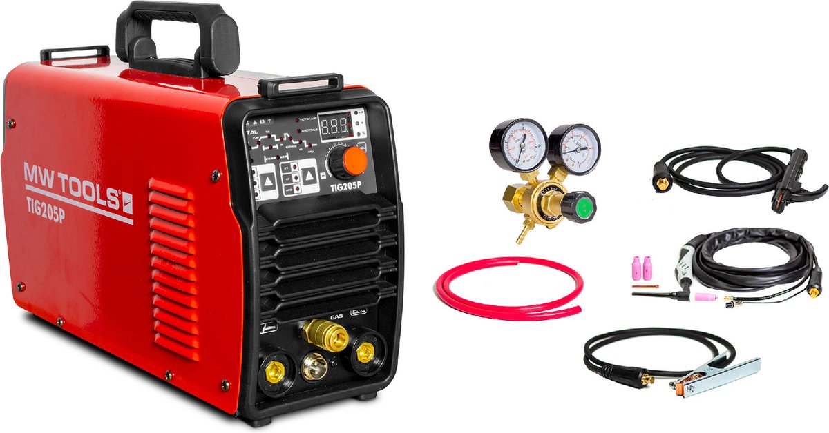 TIG lasinverter DC Pulse 200A + accessoires MW Tools TIG205P
