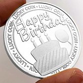 Le Allernieuwste.nl® Happy Birthday Anniversary Coin Silver Plated Gift - Idée cadeau - Ø 40 mm