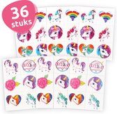 Isa's Friends® - Tattoos kinderen 36 stuks - Uitdeelcadeau Unicorn - Traktatie - Tijdelijke Tattoo - Plak tattoos