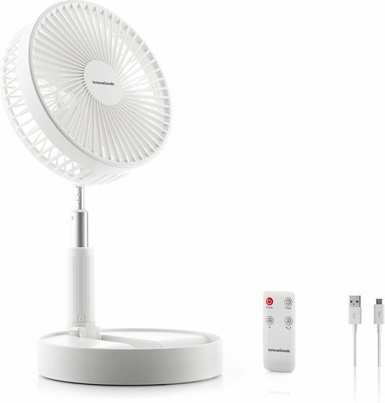 Oplaadbare inklapbare ventilator 3-in-1 stil licht draagbaar USB-C 4 snelheden timer verstelbaar