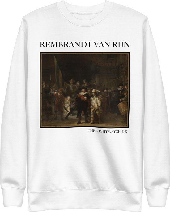 Rembrandt van Rijn 'De Nachtwacht' ("The Night Watch") Beroemd Schilderij Sweatshirt | Unisex Premium Sweatshirt | Wit | M