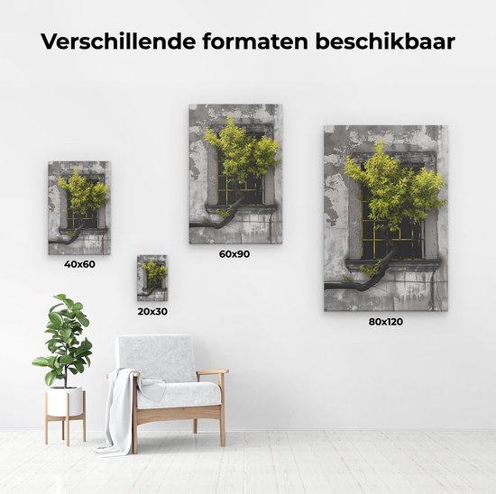 Tableau sur toile Artaza Arbre poussant à travers une fenêtre - 20x30 - Klein - Photo sur toile - Impression sur toile
