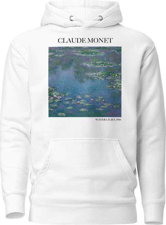 Claude Monet 'Waterlelies' ("Water Lilies") Beroemd Schilderij Hoodie | Unisex Premium Kunst Hoodie | Wit | L