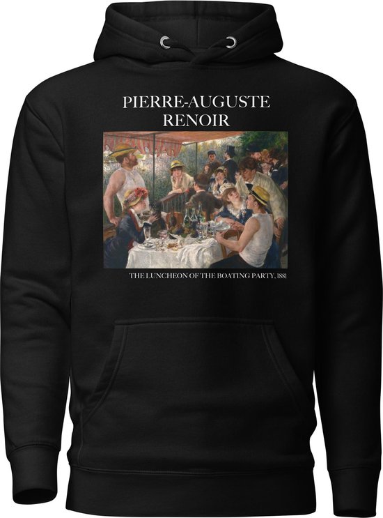 Pierre-Auguste Renoir 'De lunch van het roeipartijtje' ("The Luncheon of the Boating Party") Beroemd Schilderij Hoodie | Unisex Premium Kunst Hoodie | Zwart | XL