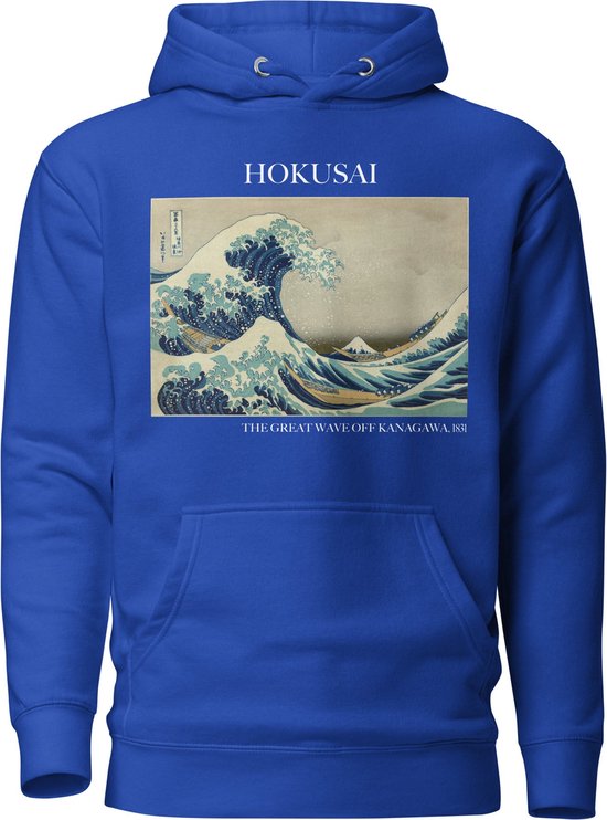 Hokusai 'De Grote Golf van Kanagawa' ("The Great Wave off Kanagawa") Beroemd Schilderij Hoodie | Unisex Premium Kunst Hoodie | Team Royal | M