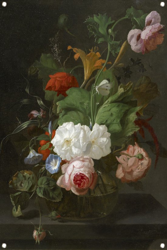 Bloemen in een glazen vaas - Rachel Ruysch posters - Bloemen posters - Tuinposters Oude meesters - Poster buiten - Tuin poster - Tuin decoratie voor buiten tuinposter 100x150 cm