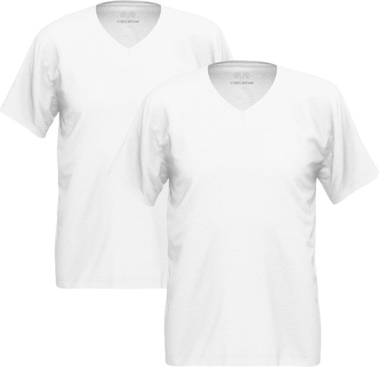 Ceceba heren T-shirt V-hals (2-pack) - wit - Maat: 3XL