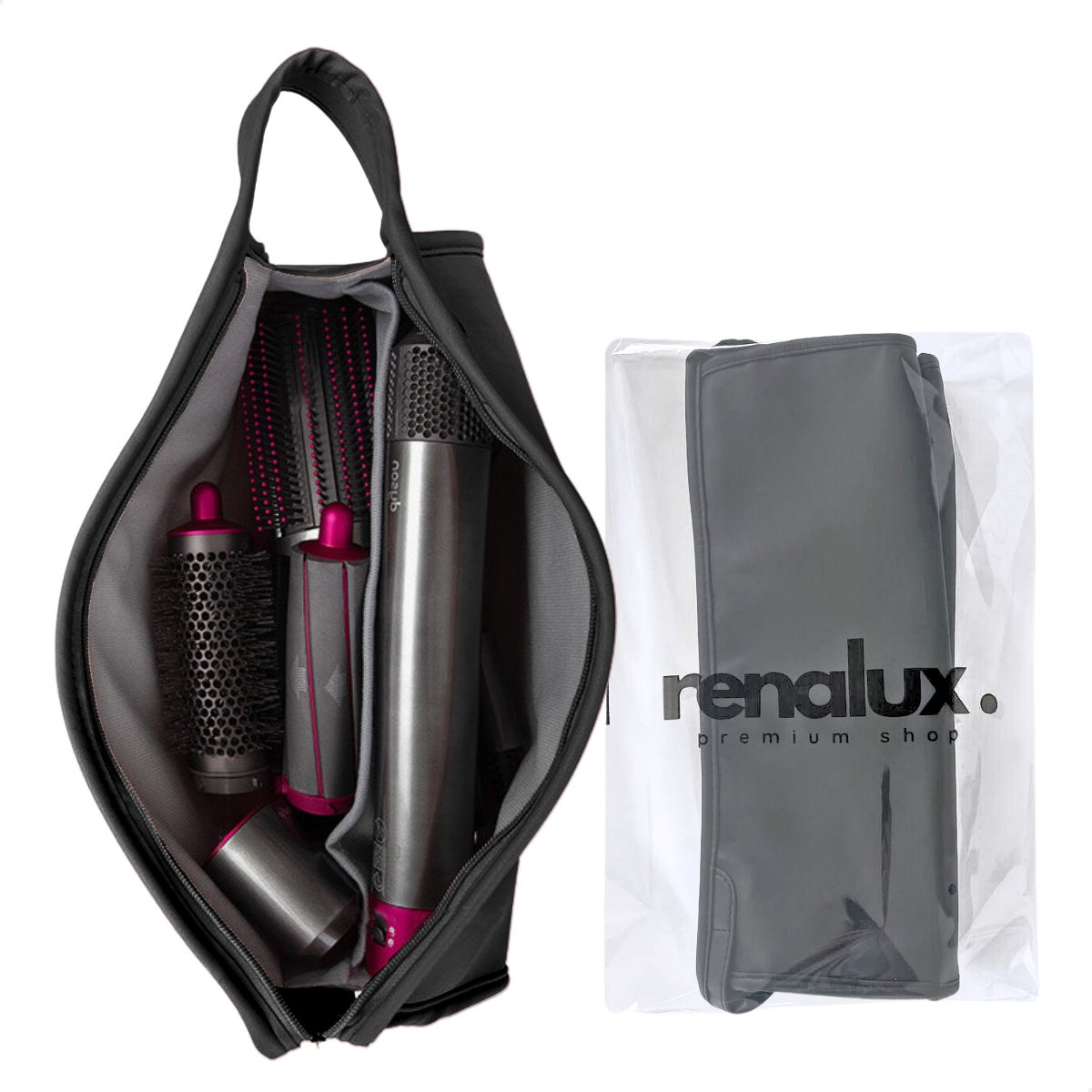 RENALUX - Travel Case Opbergtas geschikt voor Dyson Airwrap, Dyson Supersonic Fohn, Dyson Haardroger, Shark Flexstyle, Airstyler, Fohnborstel, Krultang & Stijltang - Opbergtas - Reistas - Organizer - Toilettas Dames - Zwart op Prijzenvolger.com