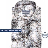 Ledub modern fit overhemd - mouwlengte 72 cm - popeline - middenblauw dessin - Strijkvriendelijk - Boordmaat: 39