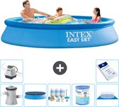 Intex Rond Opblaasbaar Easy Set Zwembad - 305 x 61 cm - Blauw - Inclusief Pomp Afdekzeil - Onderhoudspakket - Filter - Grondzeil - Zoutwatersysteem - Zwembadzout