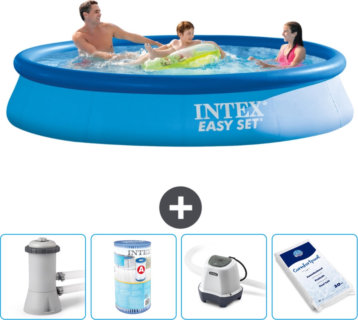 Intex Rond Opblaasbaar Easy Set Zwembad – 366 x 76 cm – Blauw – Inclusief Pomp – Filter – Zoutwatersysteem – Zwembadzout – 5-delig Intex Rond Opblaasbaar Easy Set Zwembad – 366 x 76 cm – Blauw – Inclusief Pomp – Filter – Zoutwatersysteem – Zwembadzout – 5-delig