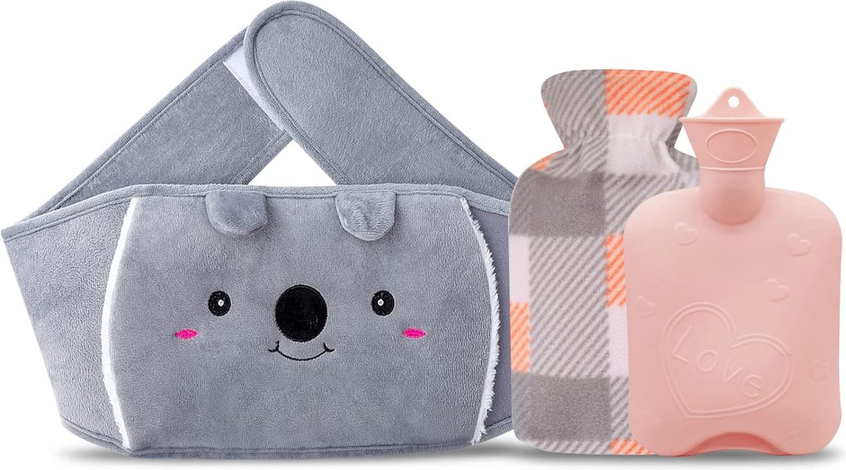 Goedkoopste Warmwaterkruikriem Koala rubberen warmwaterkruik met zachte taillehoes, warmwaterkruik voor nek en schouder, rug, benen, tailleverwarming (roze hart
