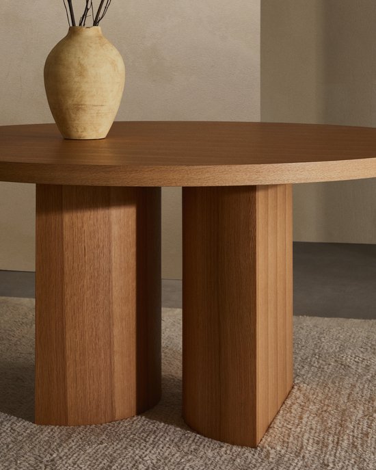 Kave Home - Ronde tafel Nealy van eikenfineer met een natuurlijke afwerking Ø 150 cm