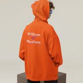 Oranje Koningsdag Hoodie Willem Loves Maxima Back M - Uniseks Fit - Oranje Feestkleding