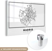 MuchoWow® Glasschilderij 30x20 cm - Schilderij acrylglas - Madrid - Spanje - Kaart - Foto op glas - Schilderijen