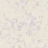 Bloemen behang Profhome 372245-GU vliesbehang licht gestructureerd met bloemen patroon mat purper crèmewit zilver 5,33 m2