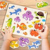 Houten Puzzels, Knoppuzzel voor Kinderen, Jongens & Meisjes - Montessori Educatief Speelgoed - Dieren