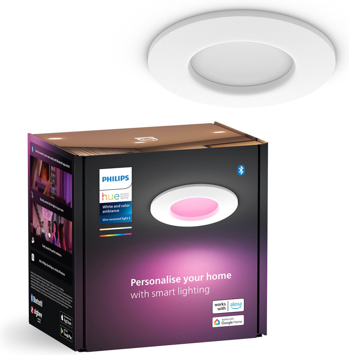 Philips Hue inbouwspot dun - wit en gekleurd licht - Ø90mm - wit — afbeelding 1