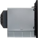 Zijaanzicht van een ingebouwde magnetron met ventilatie aan de achterkant.
