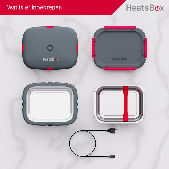 Boîte à lunch électrique Faitron Heatsbox Style - Boîte à lunch - Adultes - Acier inoxydable - Différents compartiments - Avec application smartphone - 220v - Pour repas chauds