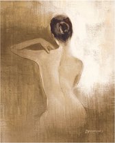 Allerniewste.nl® Canvas Schilderij * Naakte Vrouw in Bruin * - Moderne Kunst aan je Muur - Realisme - Kleur Bruin - 50 x 70 cm