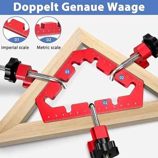 WILTEEXS Hoekklemmen voor houtwerk, aluminiumlegering haakse klem, 5,5 inch 90 graden positioneringsvierkanten - 4 sets