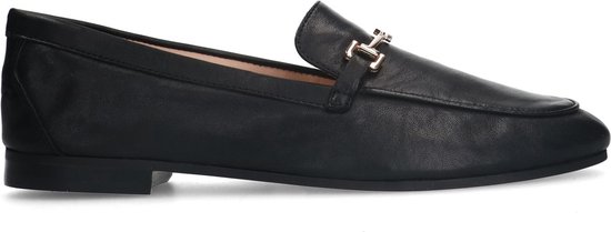 Sacha Dames Zwarte leren loafers met goudkleurige chain Maat 39 bol