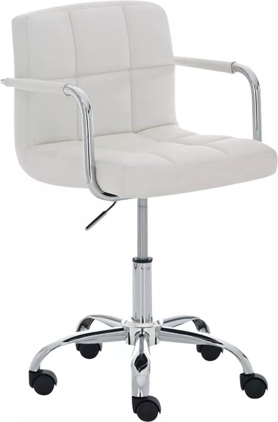 In And OutdoorMatch Premium bureaustoel Lorena - Wit - Op wielen - 100% polyurethaan - Ergonomische bureaustoel - In hoogte verstelbaar - Voor volwassenen