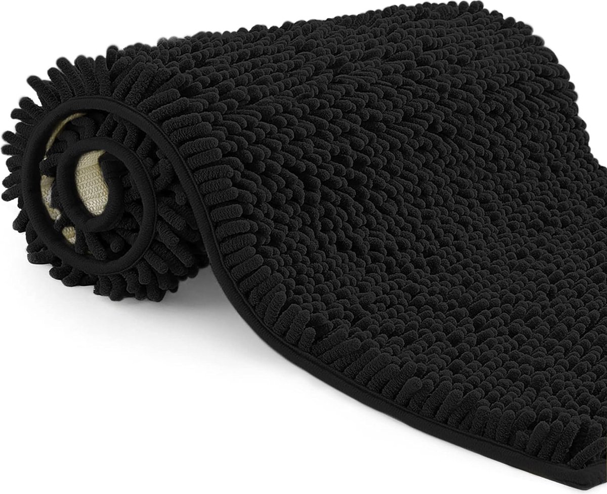 Badkamertapijt, antislip, wasbaar, microvezel absorberende badmat, douchemat, 40 x 60 cm, zwart