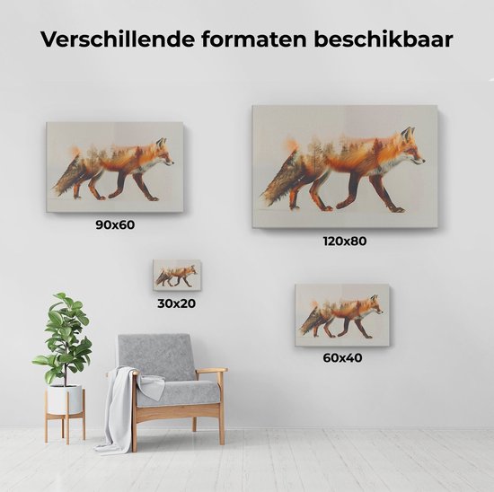 Artaza Peinture sur toile Renard marchant dans une forêt - 30 x 20 - Klein - Photo sur toile - Impression sur toile