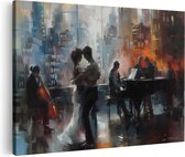 Artaza Canvas Schilderij Kunstwerk van een Koppel dat Danst voor een Piano - 90x60 - Wanddecoratie - Foto Op Canvas - Canvas Print