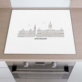 Inductiebeschermer City skyline - Amsterdam | 65 x 52 cm | Keukendecoratie | Bescherm mat | Inductie afdekplaat